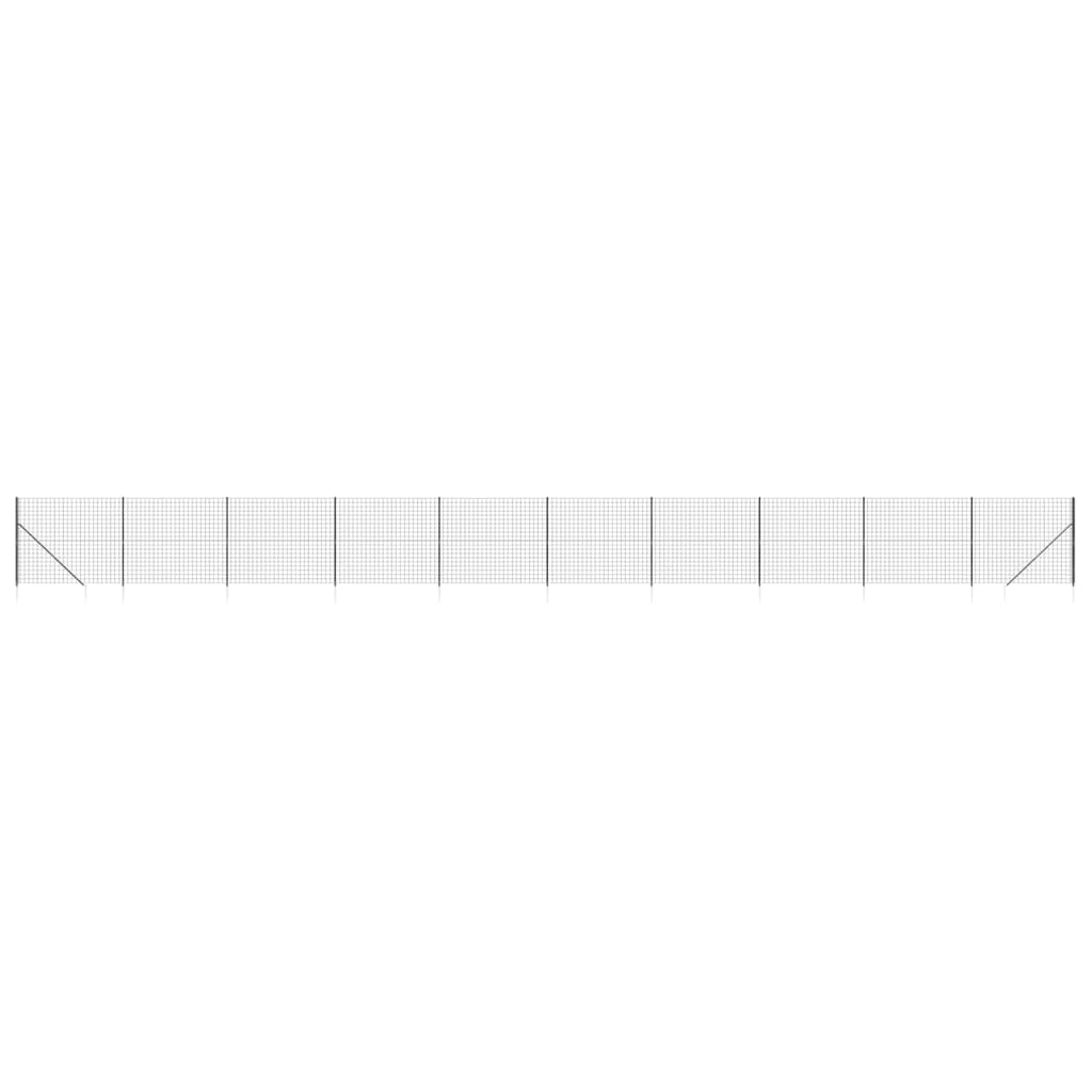 vidaXL Clôture en treillis métallique et ancrage anthracite 1,6x25 m