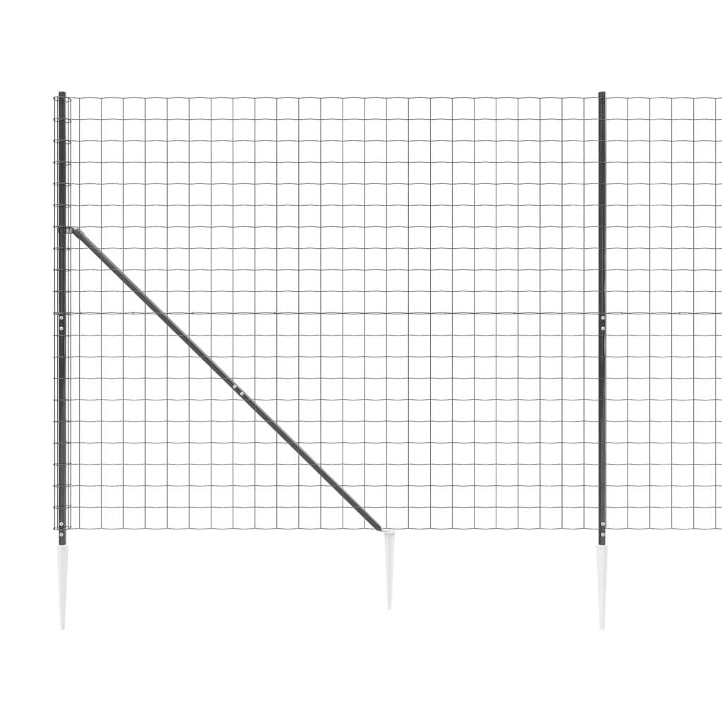 vidaXL Clôture en treillis métallique et ancrage anthracite 1,6x25 m