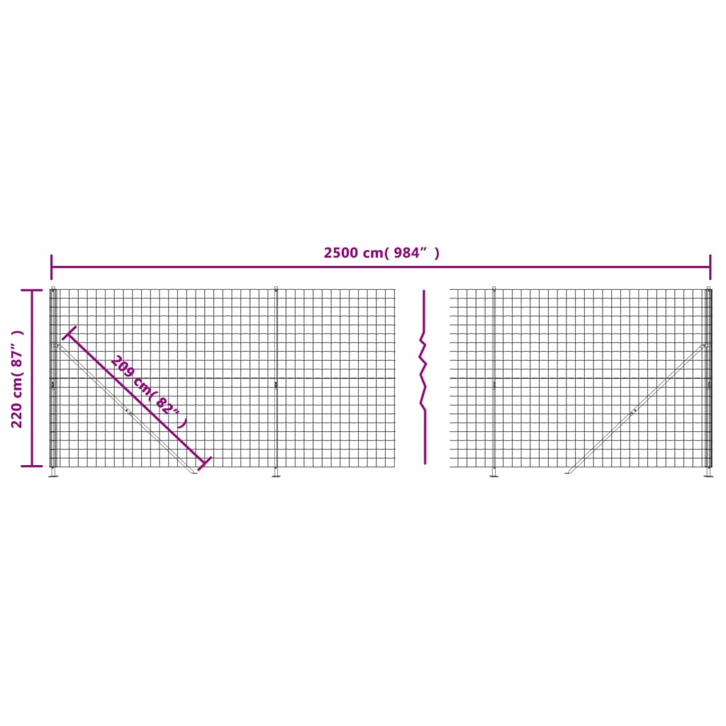 vidaXL Clôture en treillis métallique avec bride anthracite 2,2x25 m