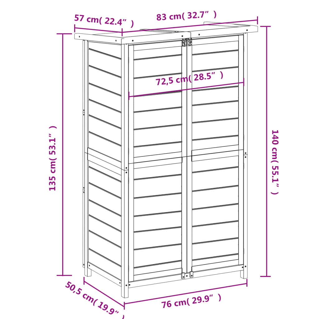 vidaXL Abri à outils de jardin gris 83x57x140 cm bois massif pin