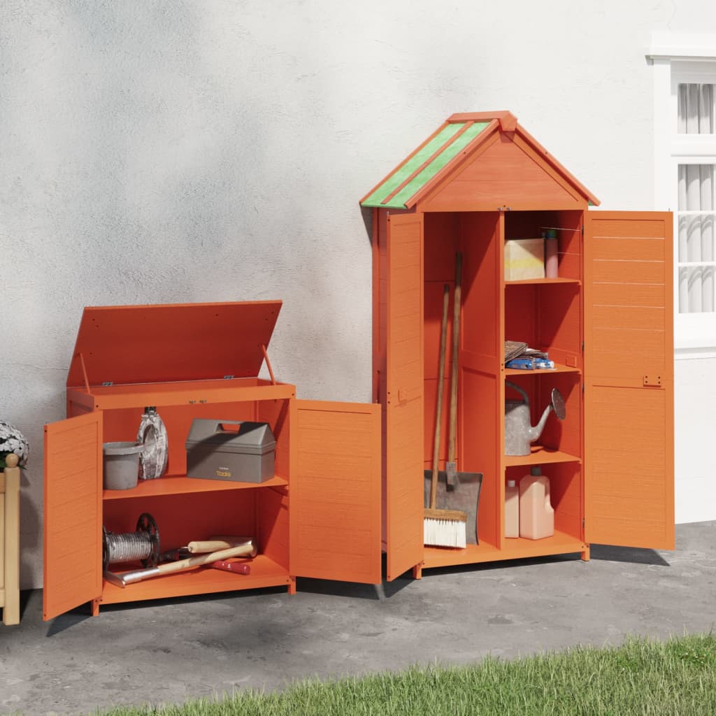 vidaXL Ensemble de remise à outils de jardin 2 pcs marron pin massif
