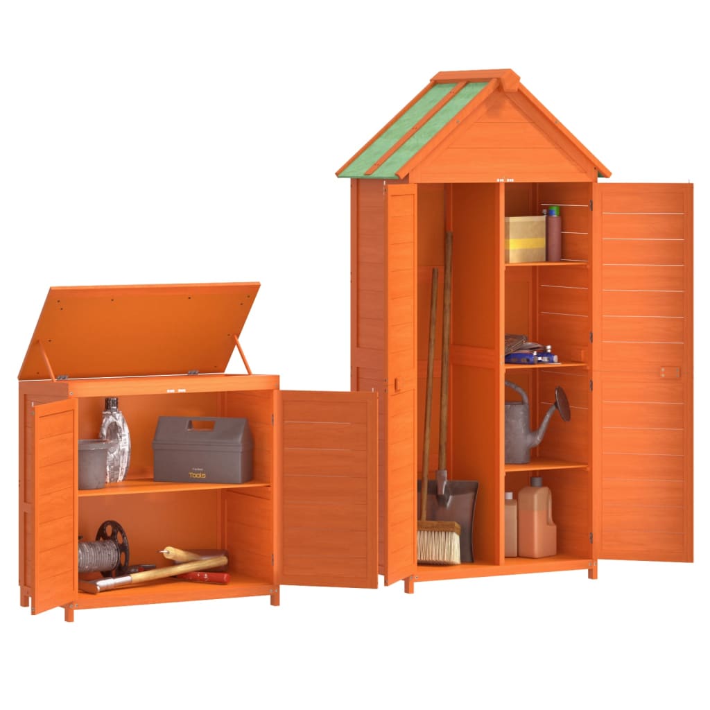 vidaXL Ensemble de remise à outils de jardin 2 pcs marron pin massif