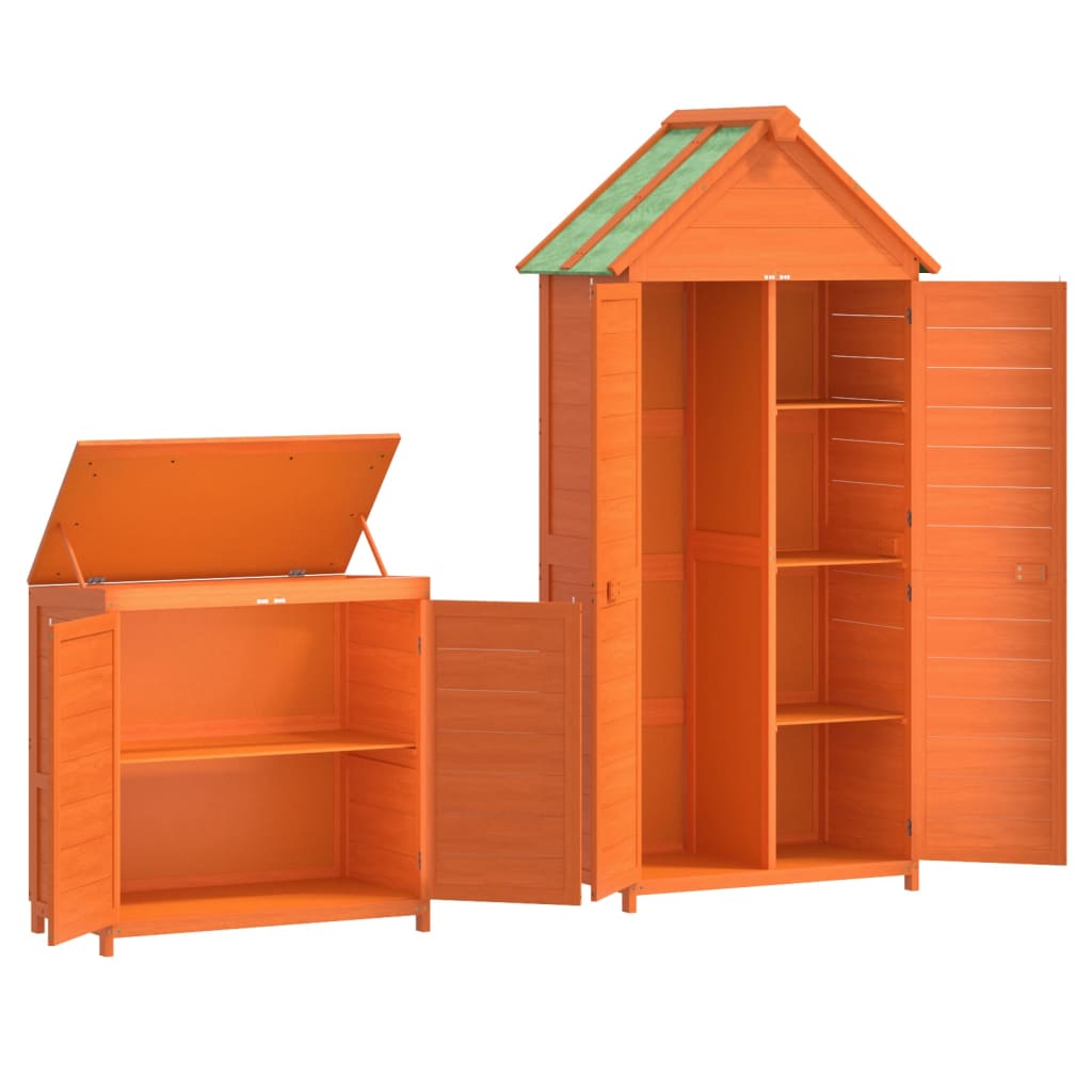 vidaXL Ensemble de remise à outils de jardin 2 pcs marron pin massif