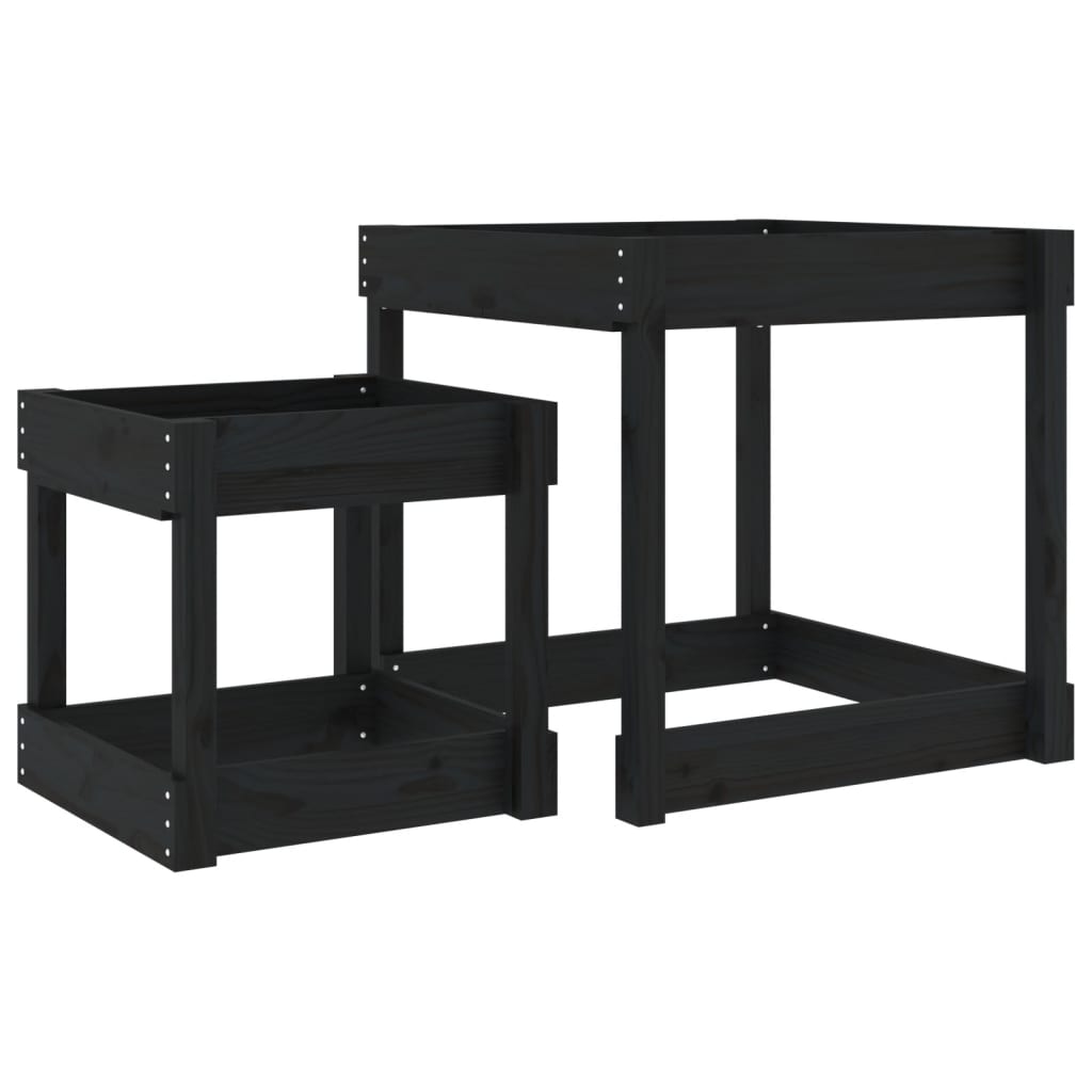 vidaXL Tables à sable 2 pcs noir bois de pin massif