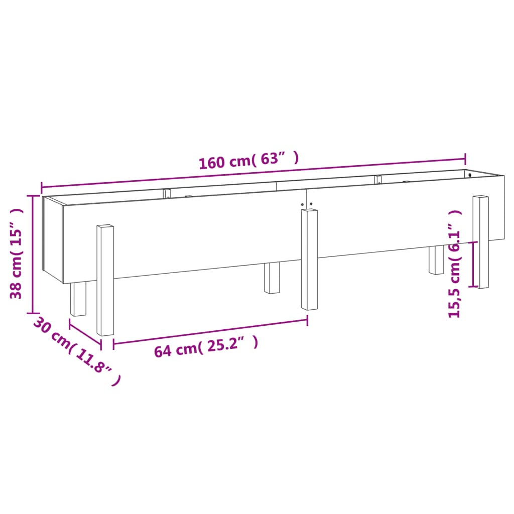 vidaXL Lit surélevé de jardin blanc 160x30x38 cm bois de pin massif