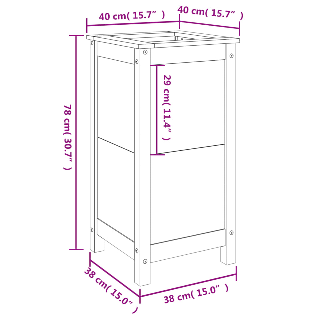 vidaXL Jardinière blanc 40x40x78 cm bois massif de pin