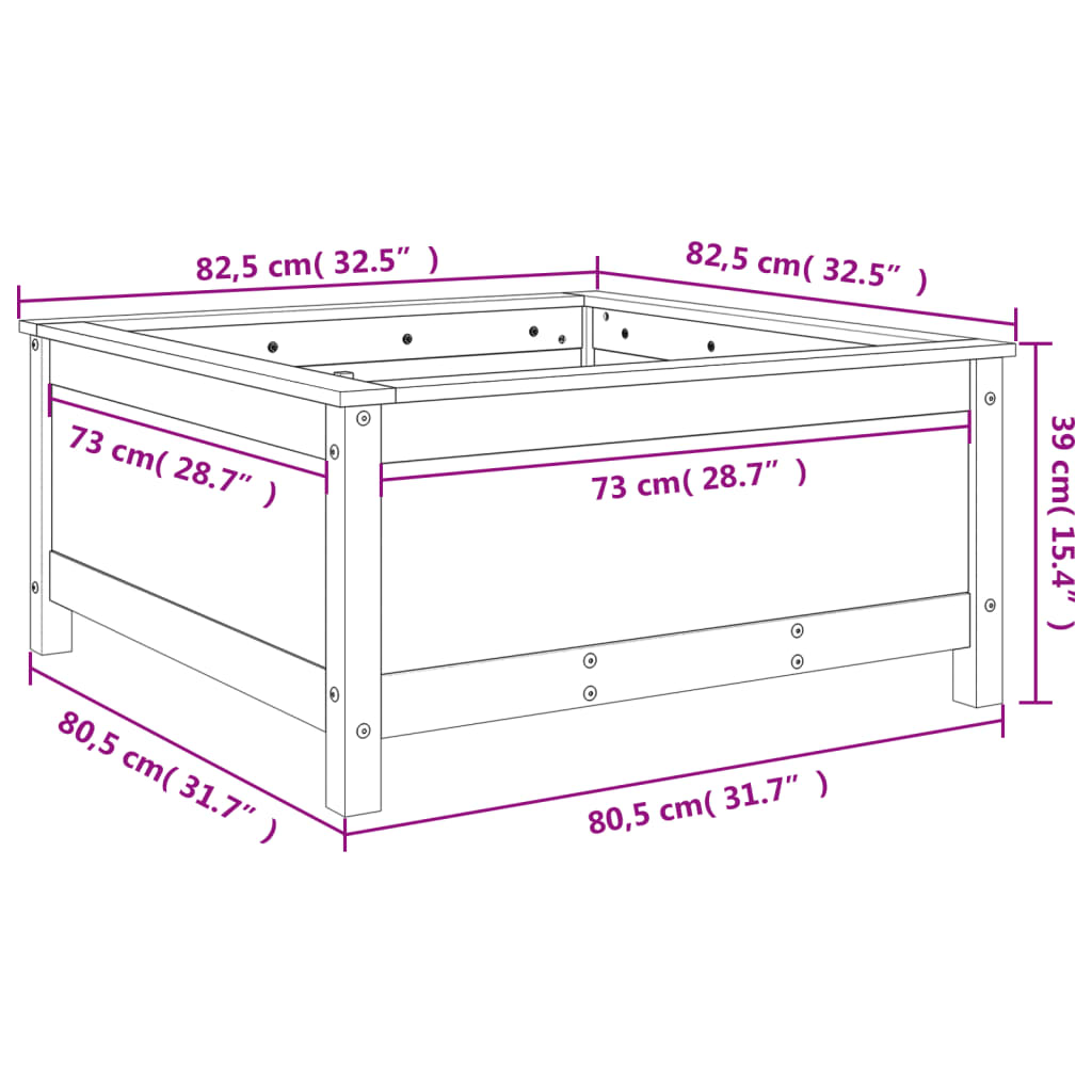 vidaXL Jardinière gris 82,5x82,5x39 cm bois massif de pin
