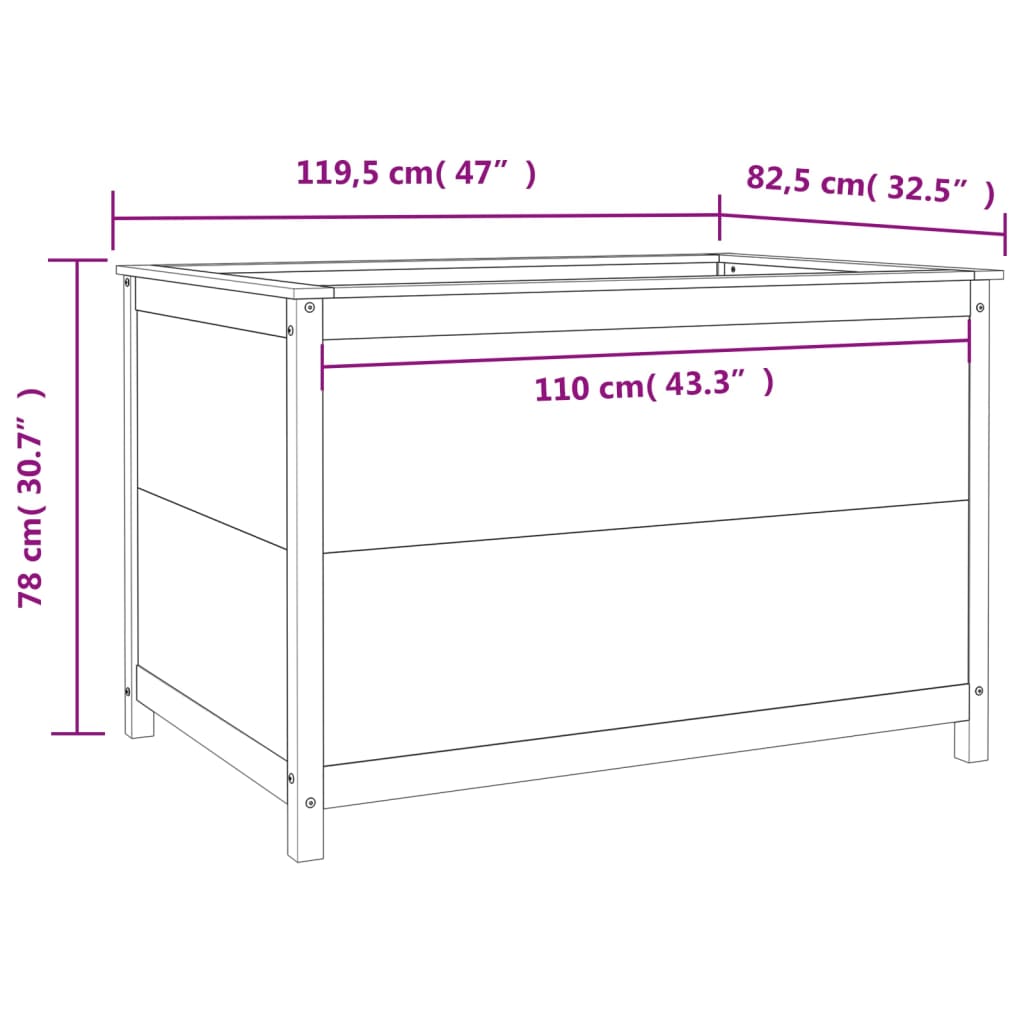 vidaXL Lit surélevé de jardin noir 119,5x82,5x78 cm bois de pin massif