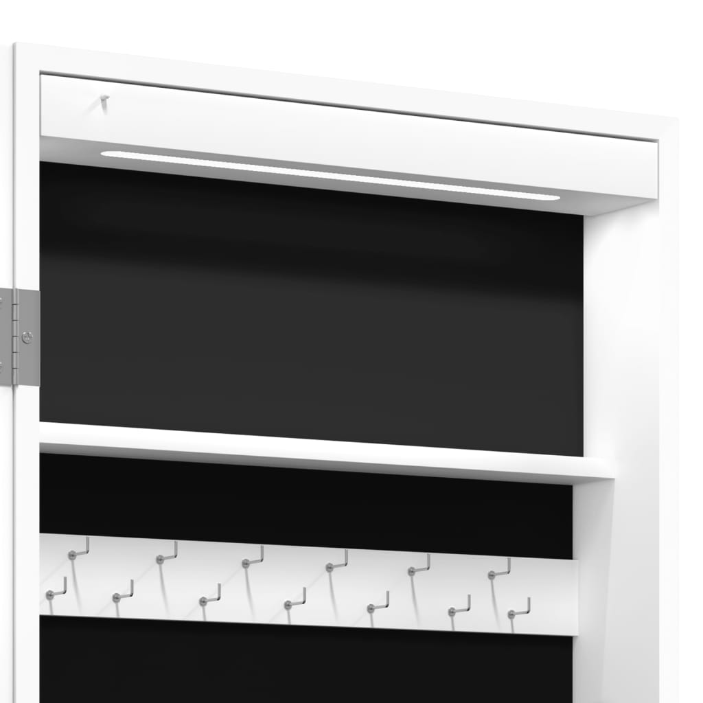 vidaXL Armoire à bijoux miroir avec lumières LED sur pied blanc