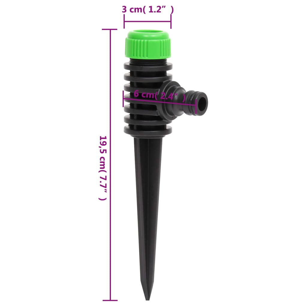 vidaXL Arroseurs rotatifs 6 pcs vert et noir 3x6x19,5 cm ABS et PP