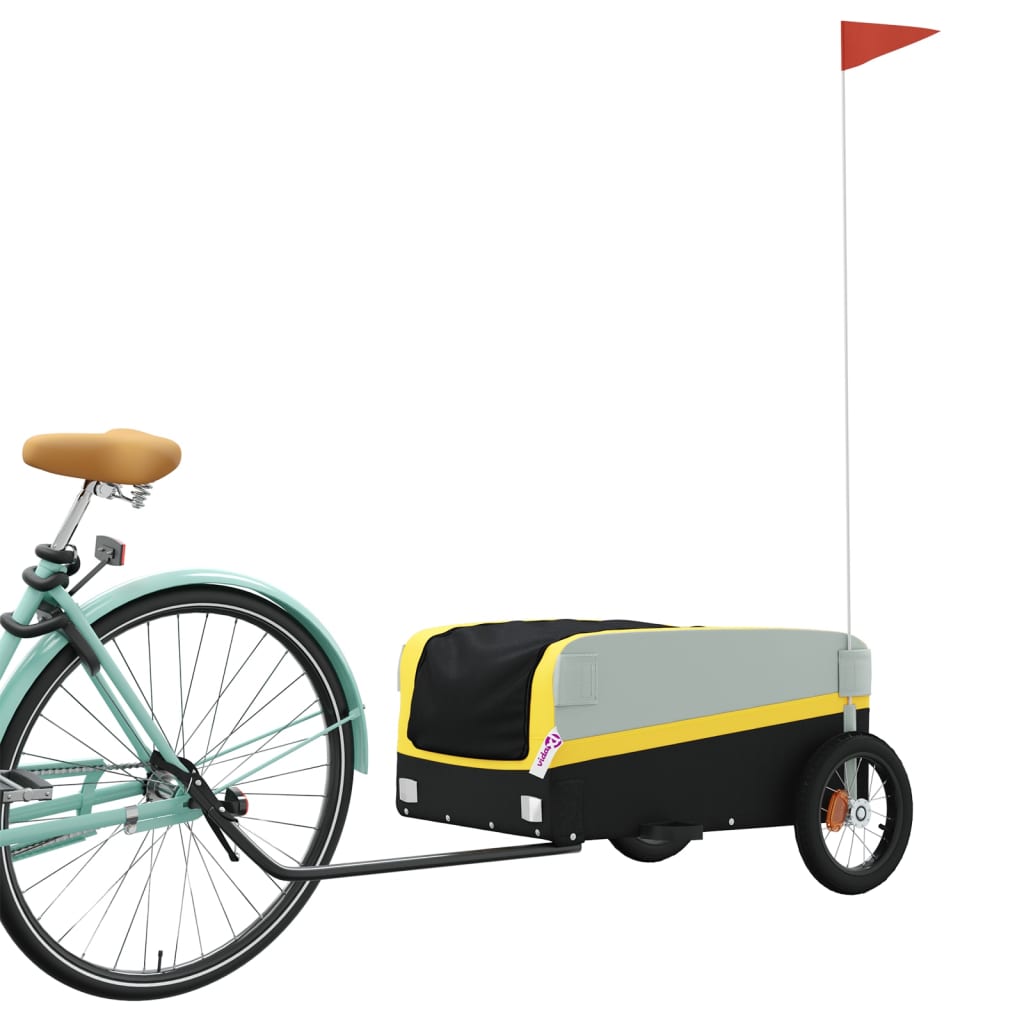 vidaXL Remorque de vélo noir et jaune 30 kg fer