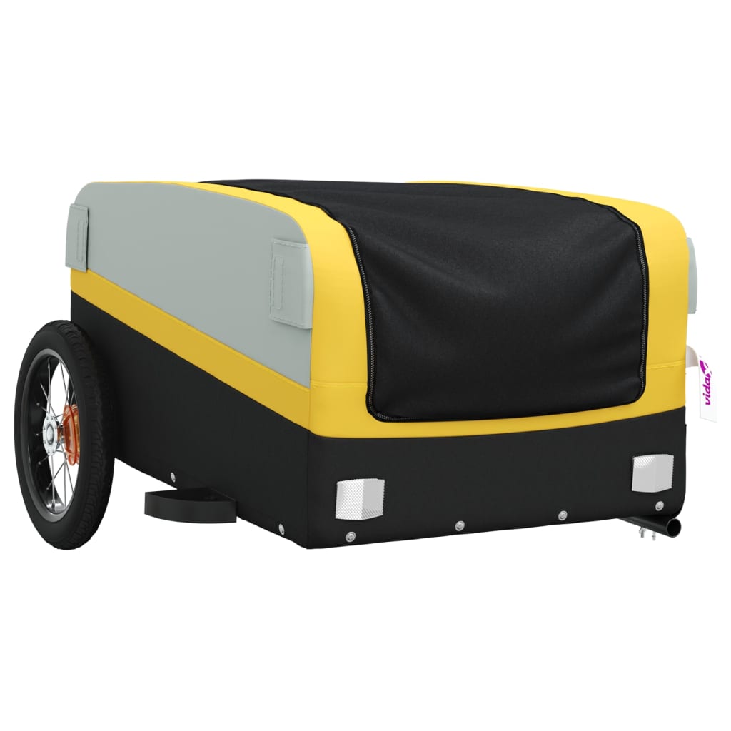 vidaXL Remorque de vélo noir et jaune 30 kg fer