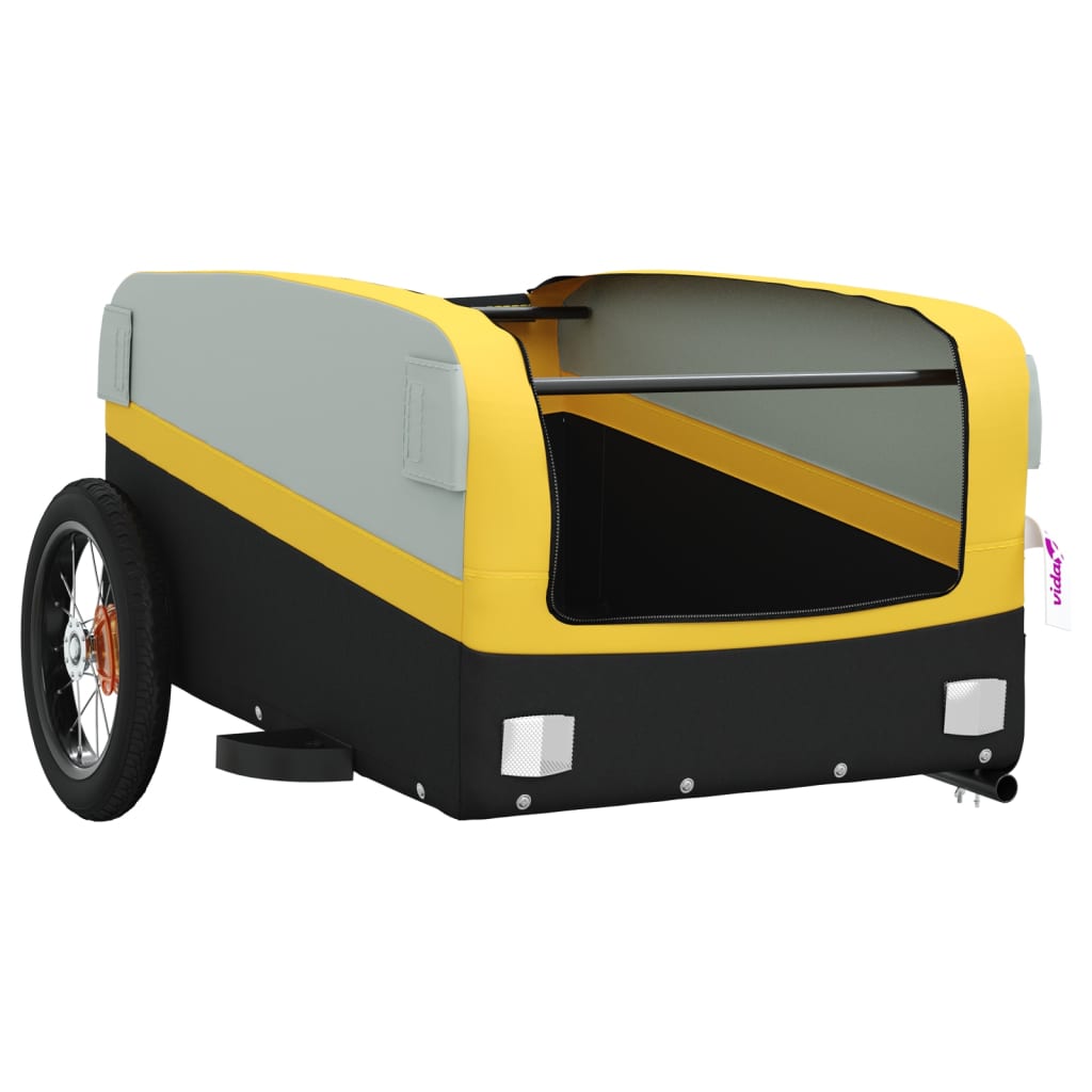 vidaXL Remorque de vélo noir et jaune 30 kg fer