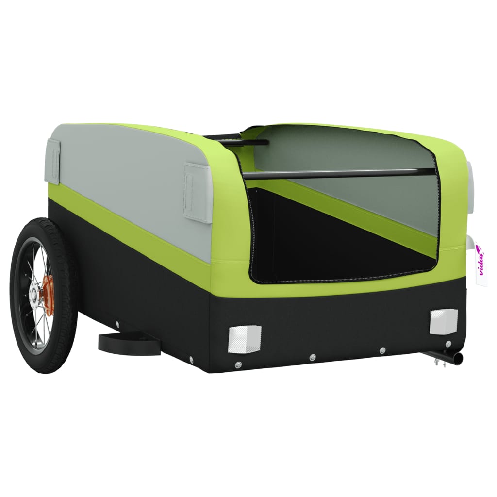 vidaXL Remorque de vélo noir et vert 30 kg fer