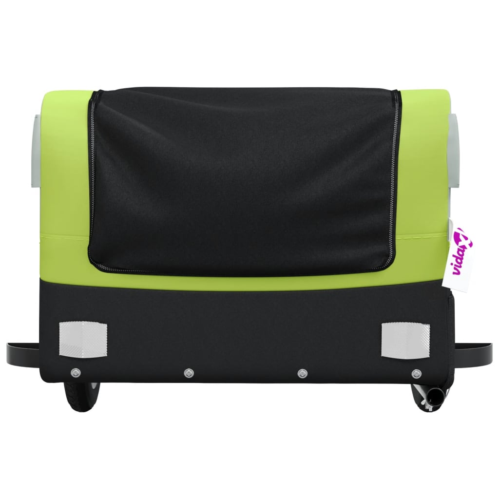 vidaXL Remorque de vélo noir et vert 30 kg fer