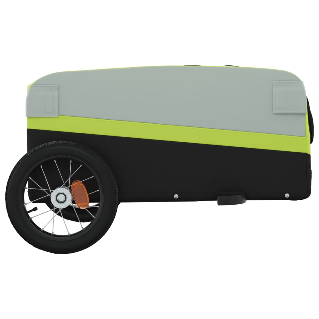 vidaXL Remorque de vélo noir et vert 30 kg fer