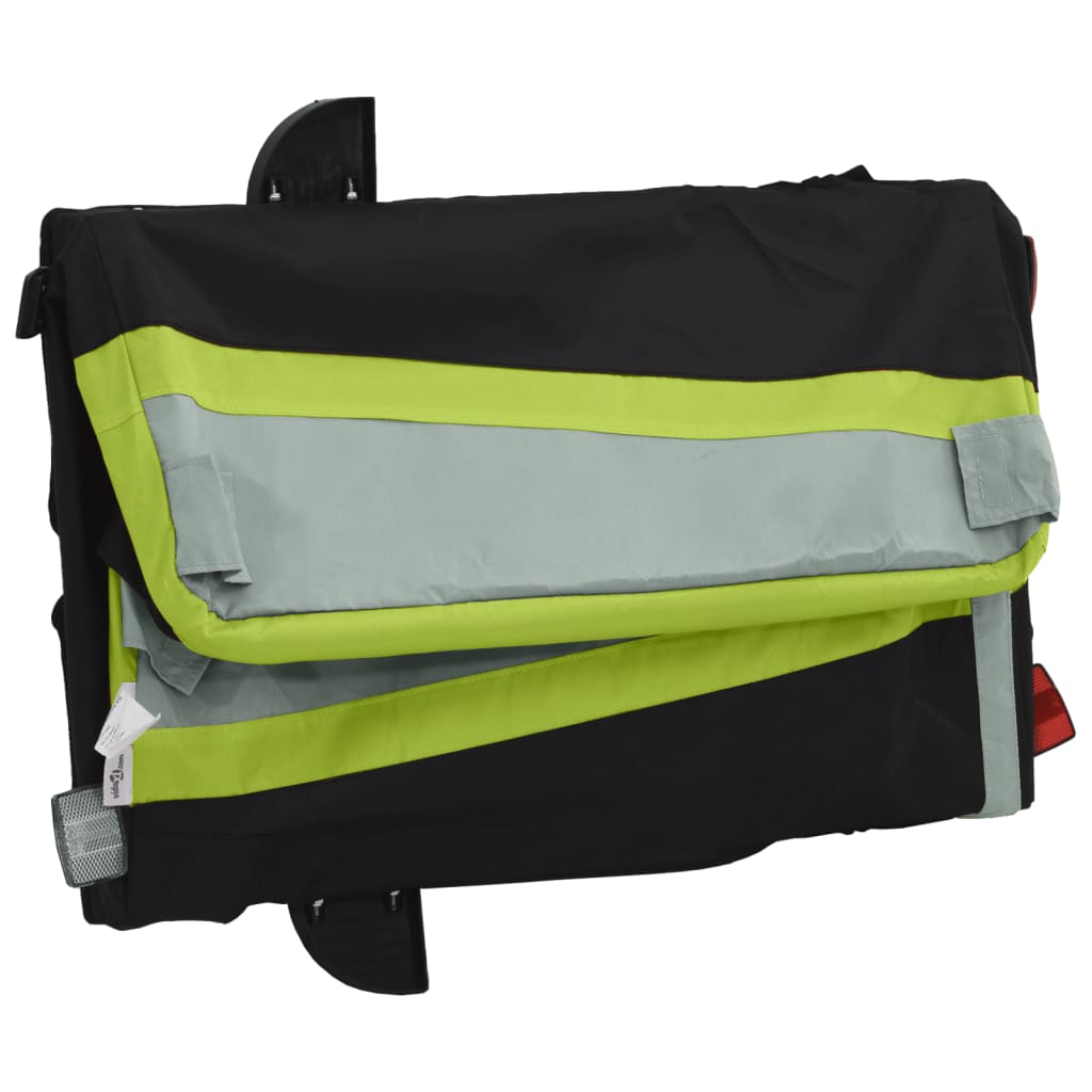 vidaXL Remorque de vélo noir et vert 30 kg fer
