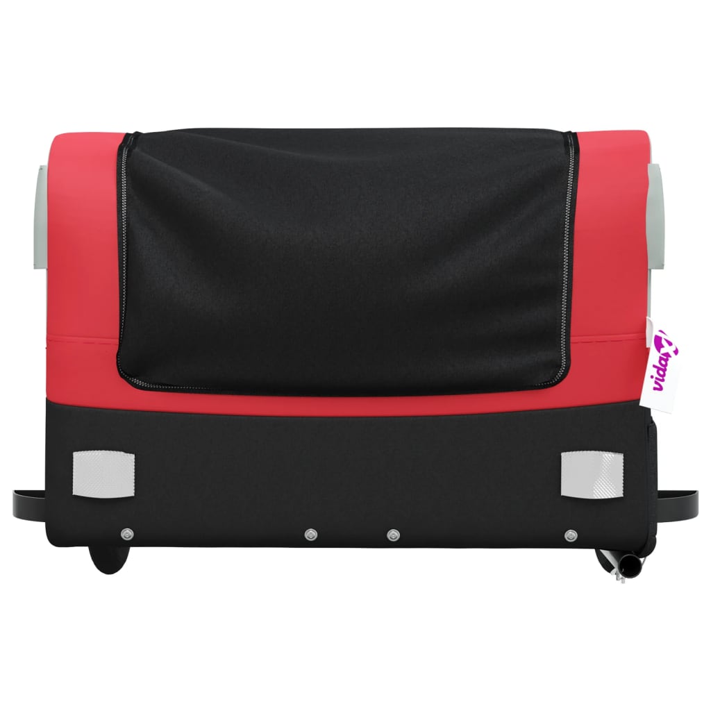 vidaXL Remorque de vélo noir et rouge 45 kg fer