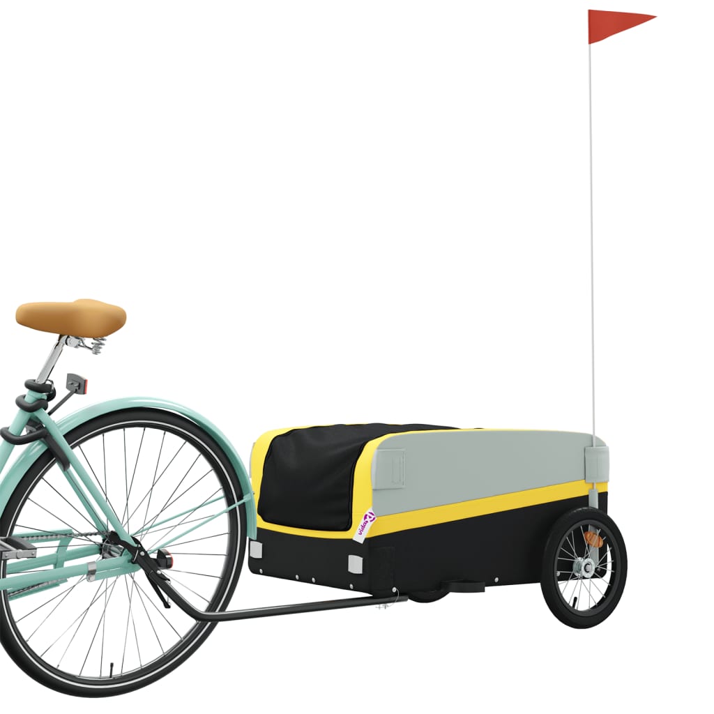 vidaXL Remorque de vélo noir et jaune 45 kg fer