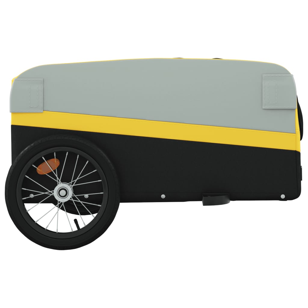 vidaXL Remorque de vélo noir et jaune 45 kg fer
