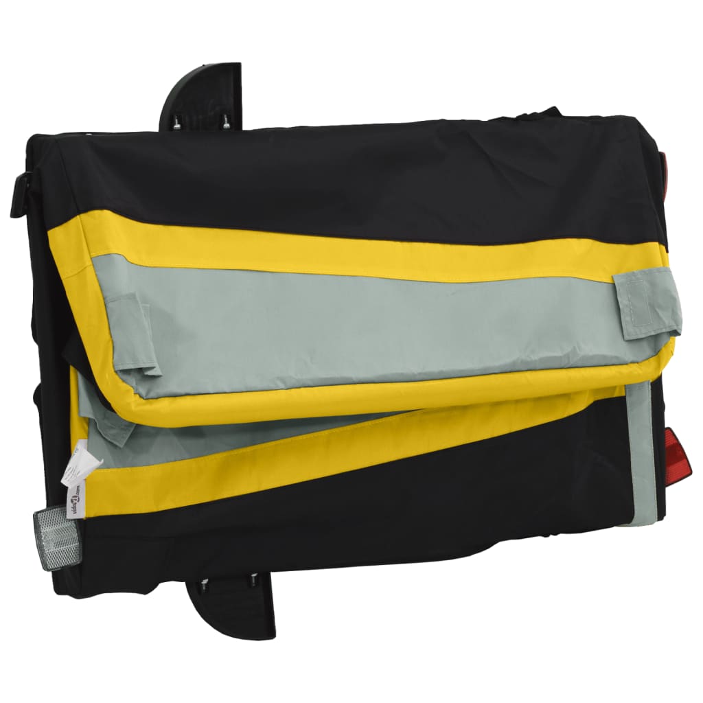 vidaXL Remorque de vélo noir et jaune 45 kg fer