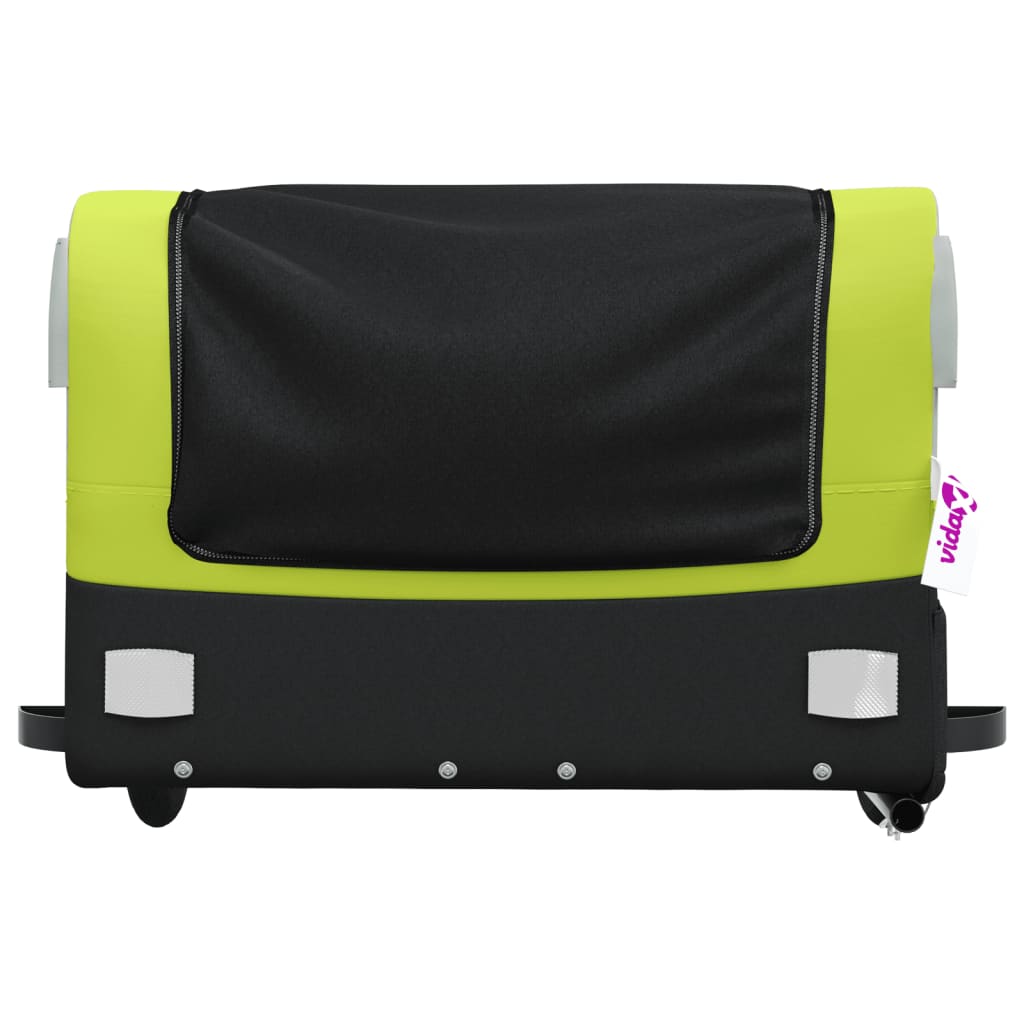 vidaXL Remorque de vélo noir et vert 45 kg fer