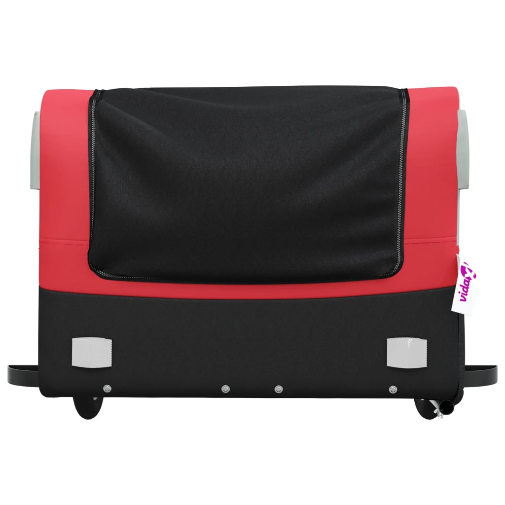 vidaXL Remorque de vélo noir et rouge 45 kg fer