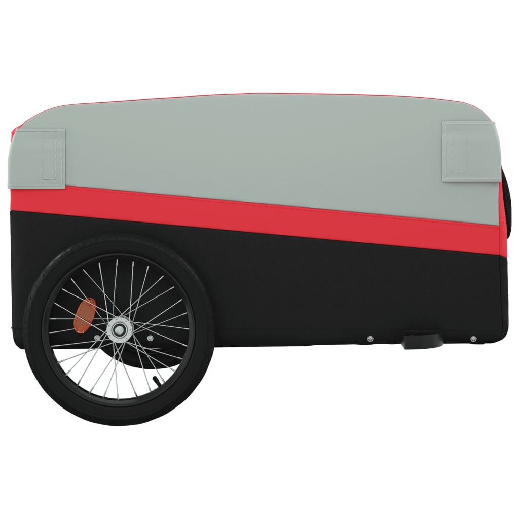vidaXL Remorque de vélo noir et rouge 45 kg fer