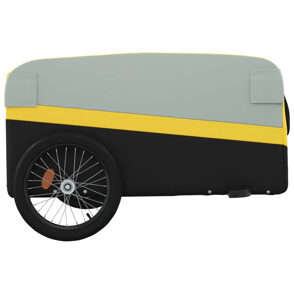 vidaXL Remorque de vélo noir et jaune 45 kg fer