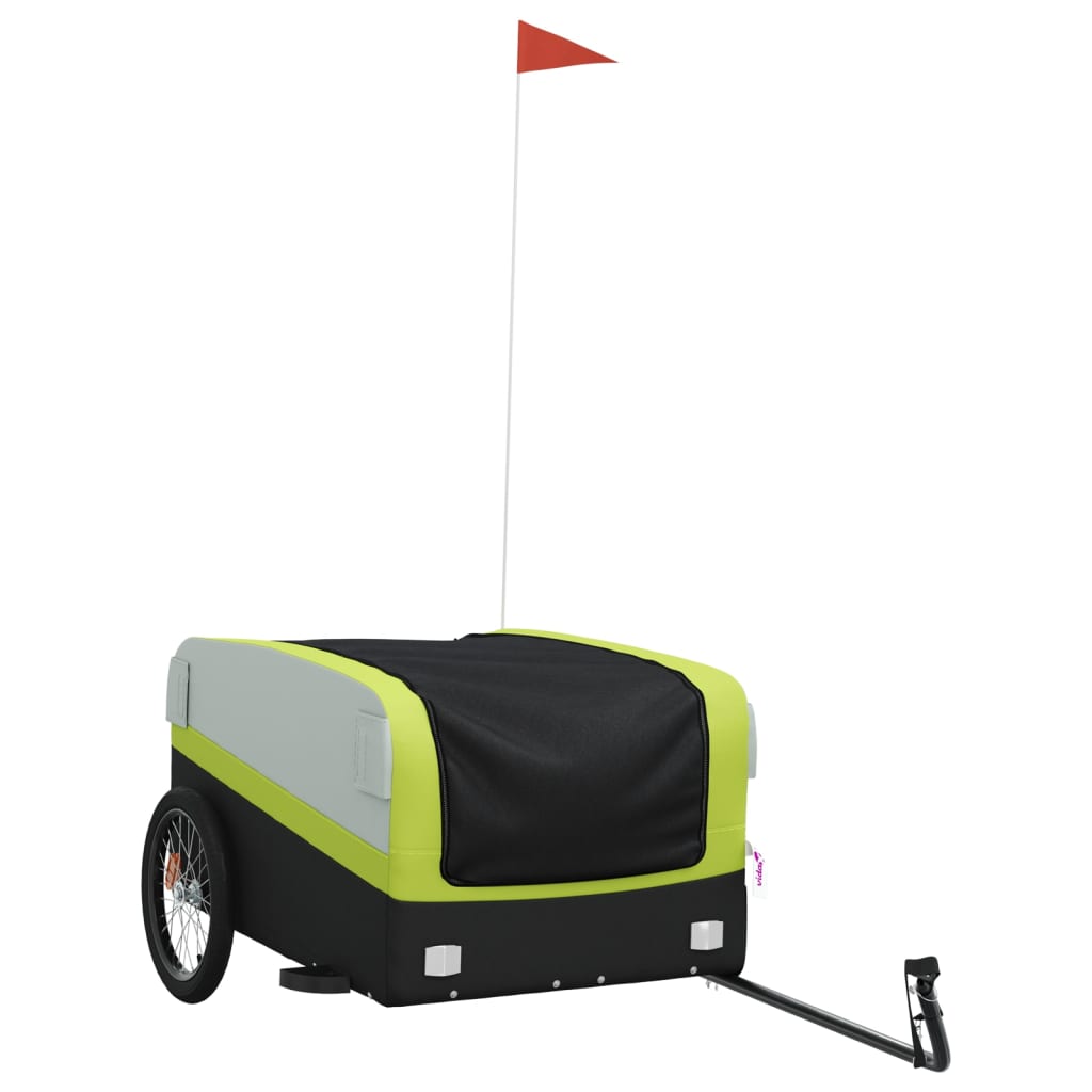 vidaXL Remorque de vélo noir et vert 45 kg fer