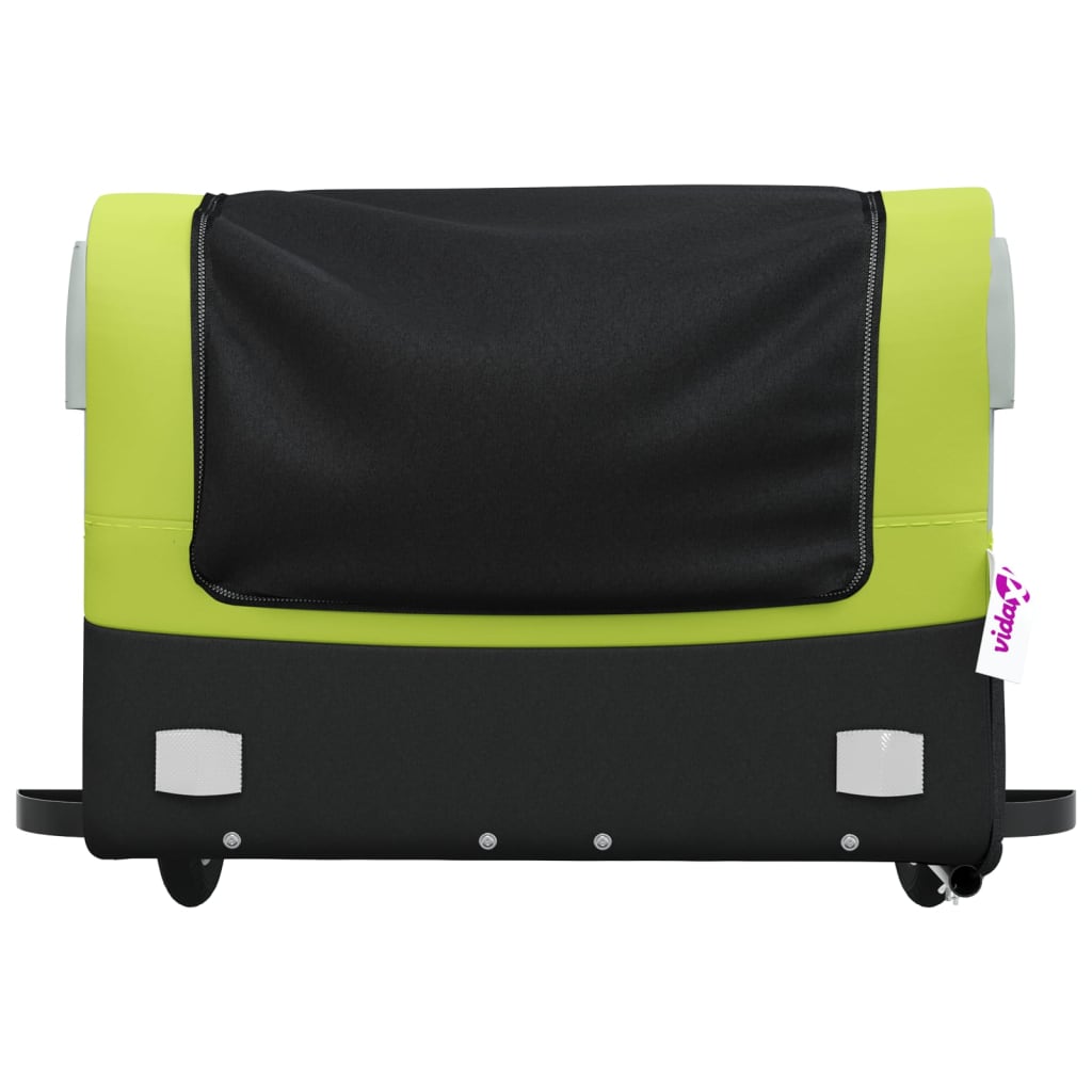 vidaXL Remorque de vélo noir et vert 45 kg fer