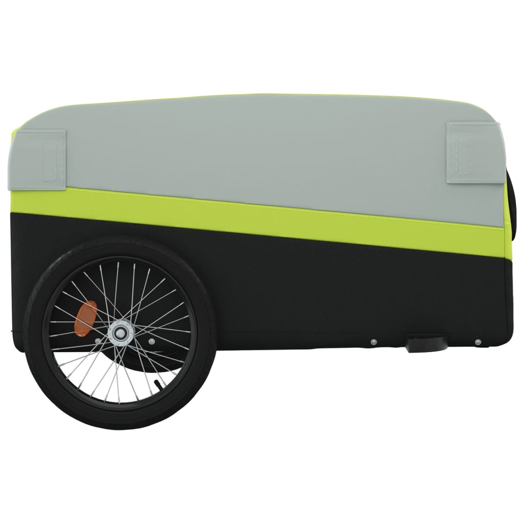 vidaXL Remorque de vélo noir et vert 45 kg fer