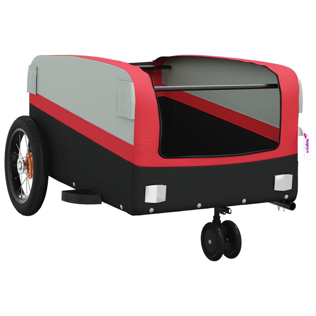 vidaXL Remorque de vélo noir et rouge 30 kg fer