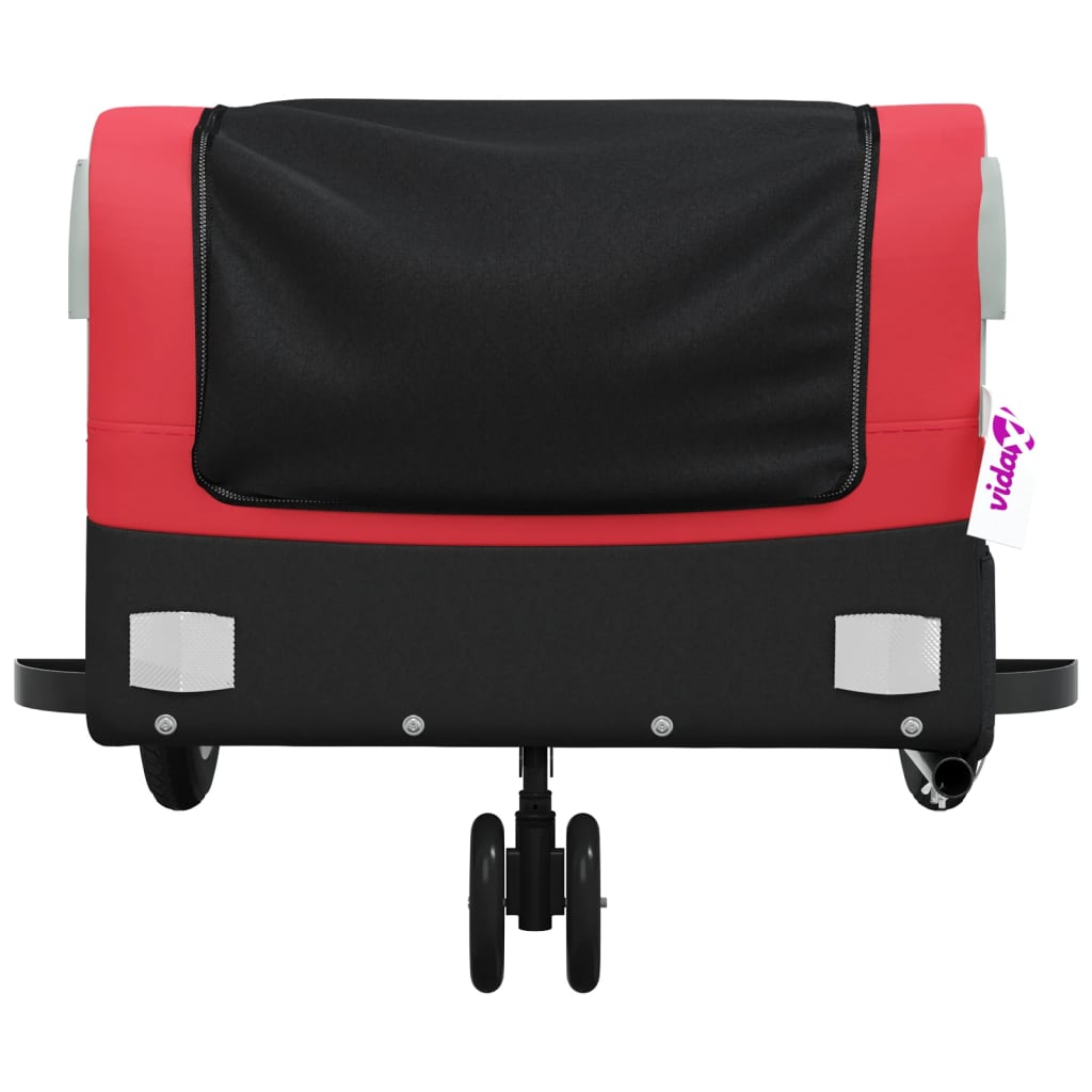 vidaXL Remorque de vélo noir et rouge 30 kg fer