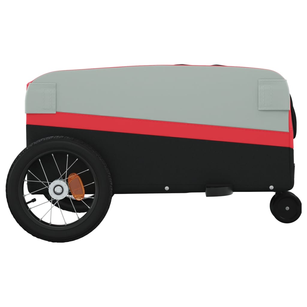 vidaXL Remorque de vélo noir et rouge 30 kg fer
