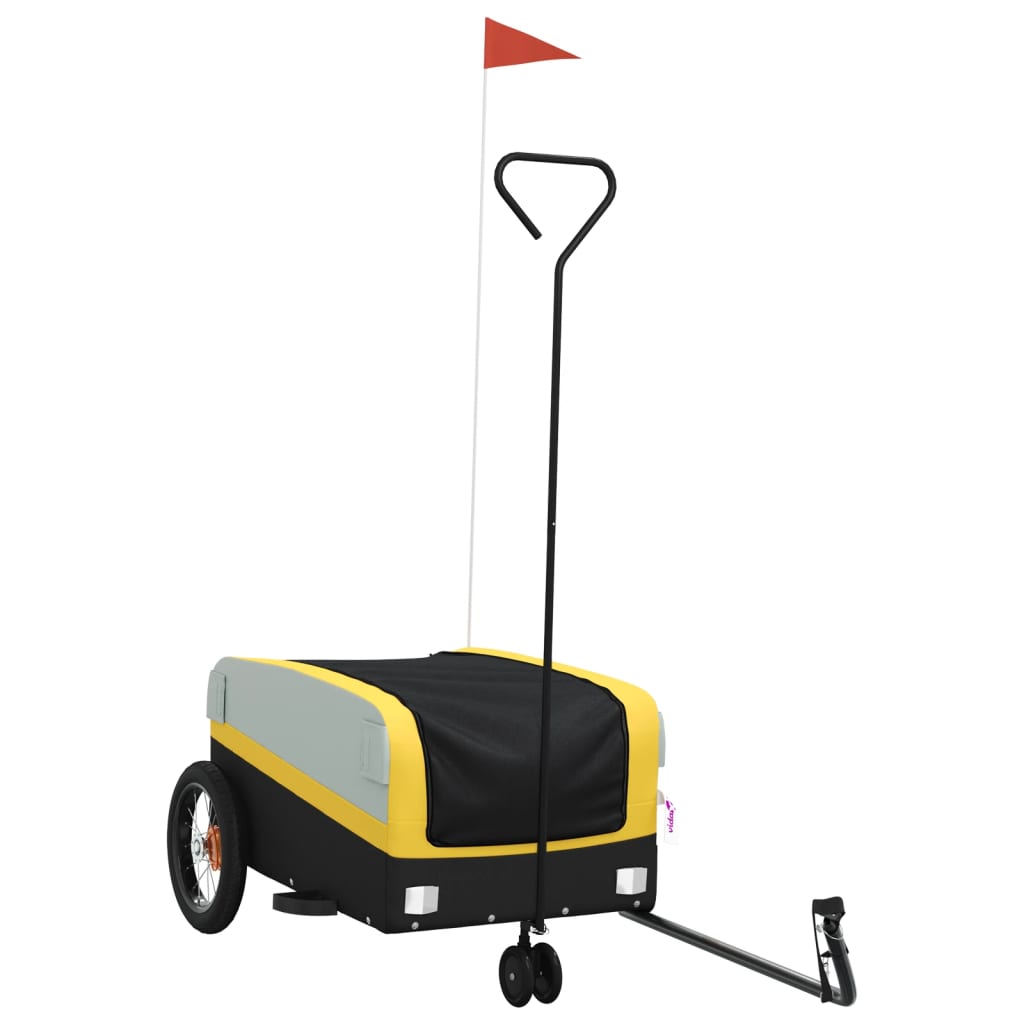 vidaXL Remorque de vélo noir et jaune 30 kg fer