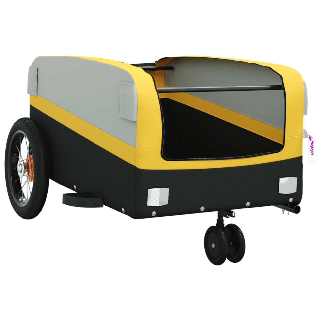 vidaXL Remorque de vélo noir et jaune 30 kg fer