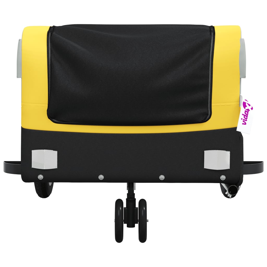 vidaXL Remorque de vélo noir et jaune 30 kg fer