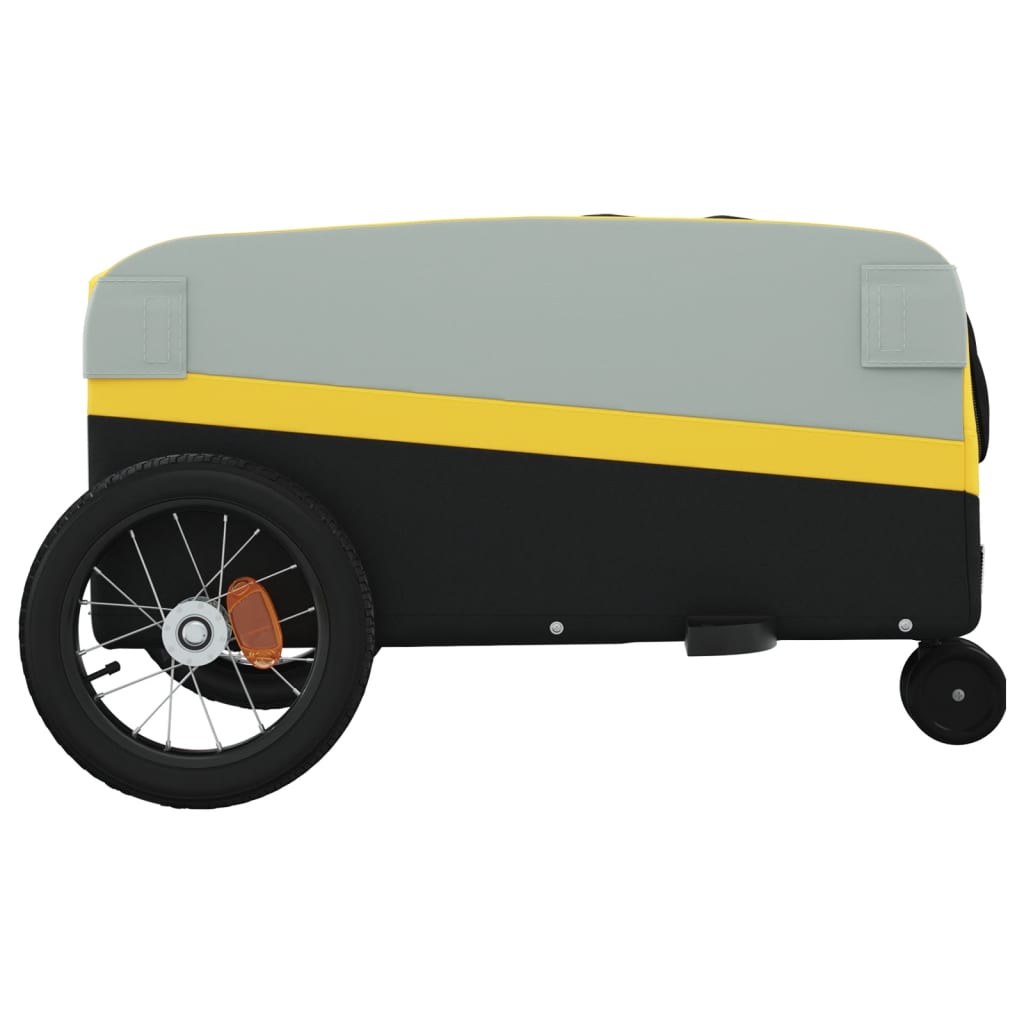 vidaXL Remorque de vélo noir et jaune 30 kg fer