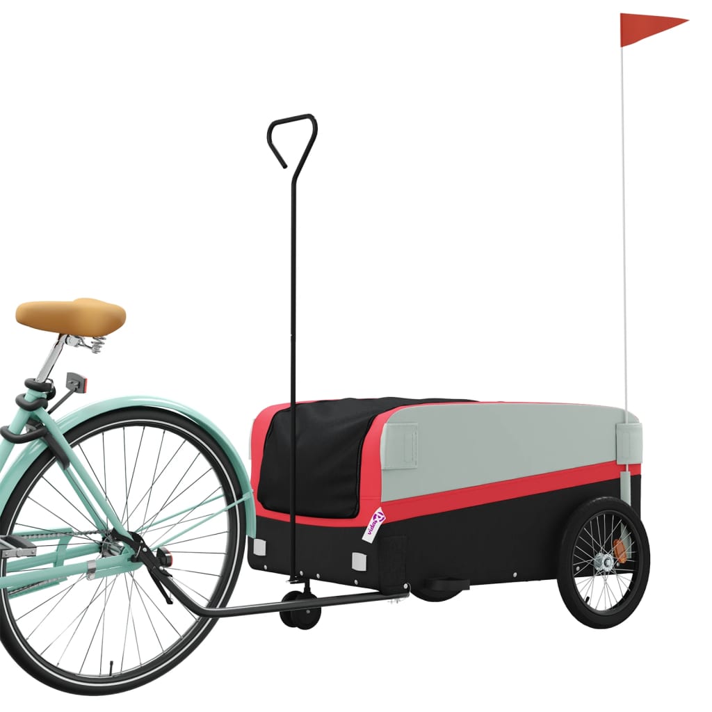 vidaXL Remorque de vélo noir et rouge 45 kg fer