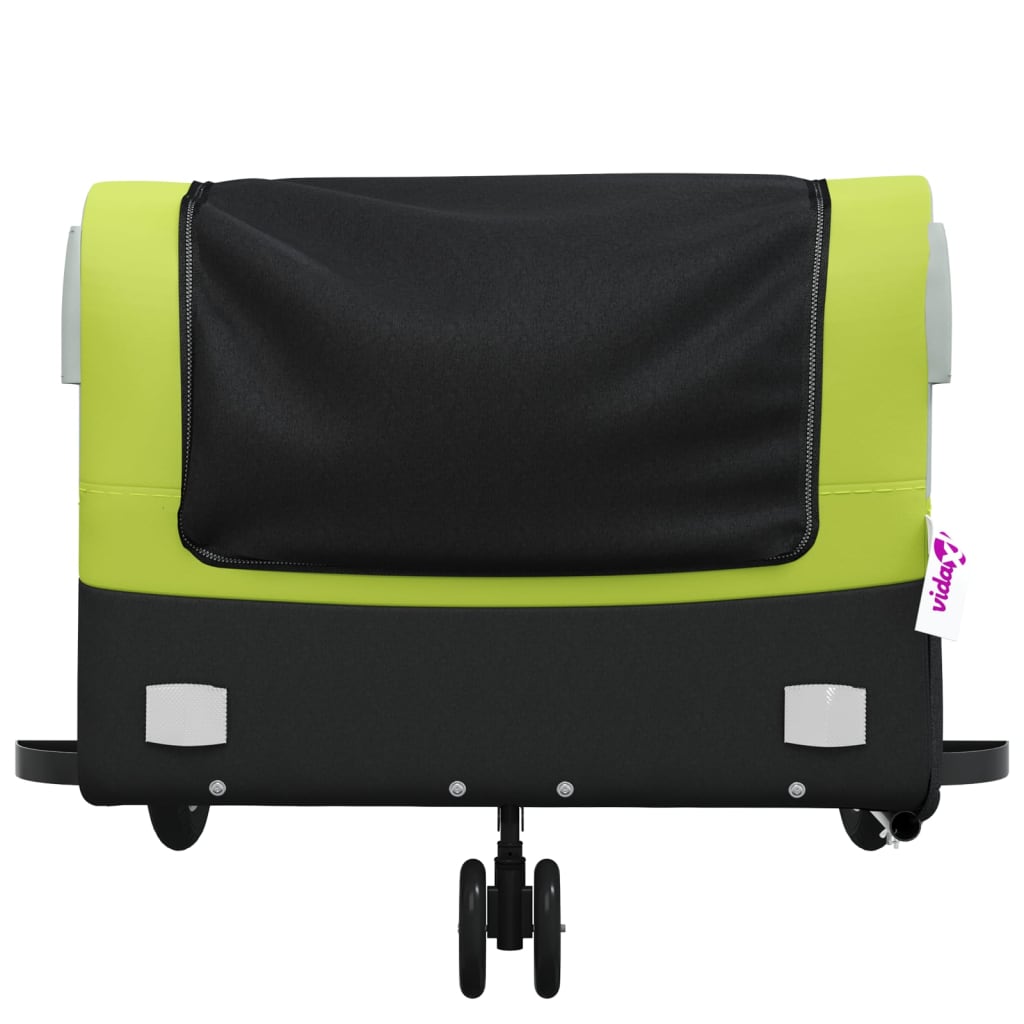 vidaXL Remorque de vélo noir et vert 45 kg fer