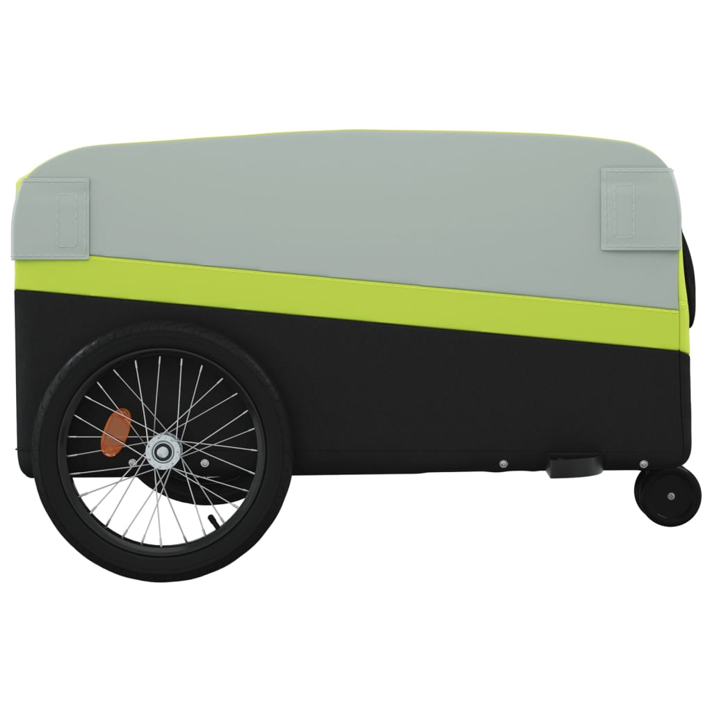 vidaXL Remorque de vélo noir et vert 45 kg fer
