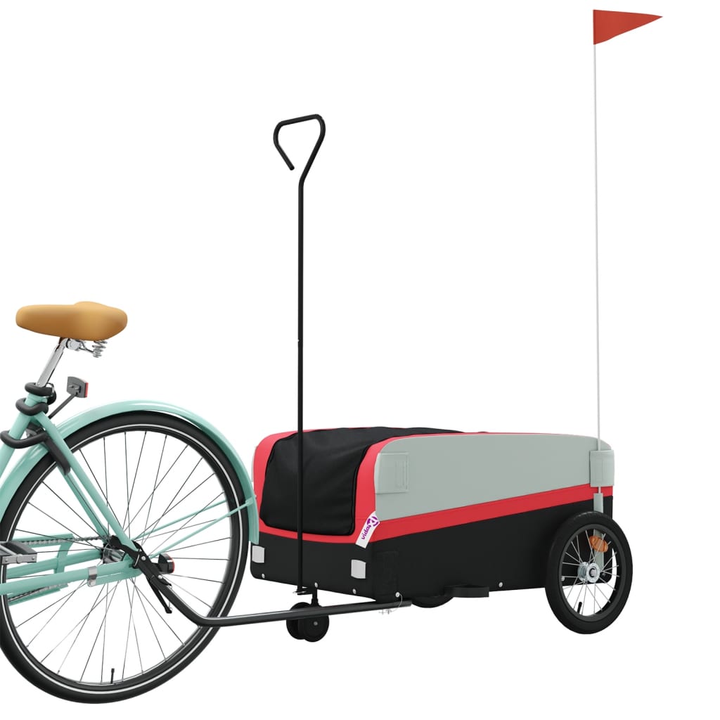 vidaXL Remorque de vélo noir et rouge 45 kg fer