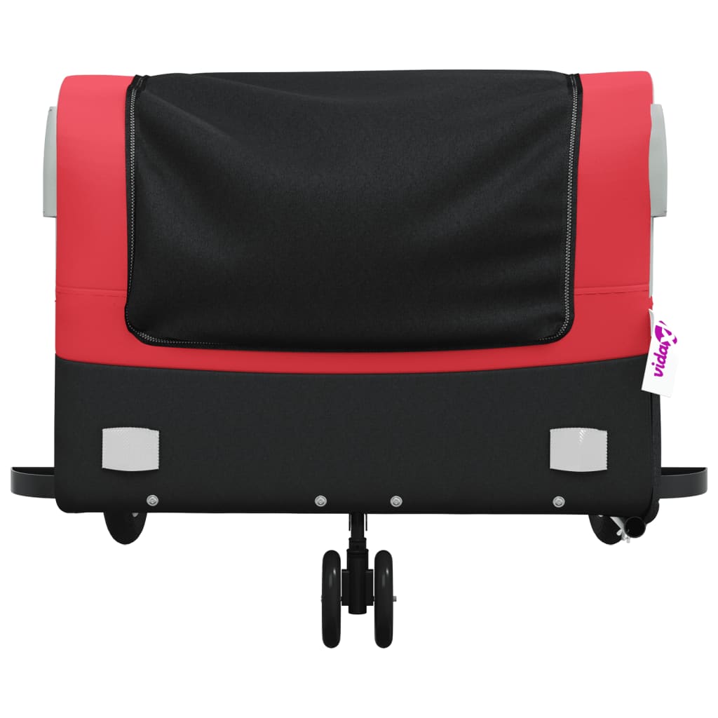 vidaXL Remorque de vélo noir et rouge 45 kg fer