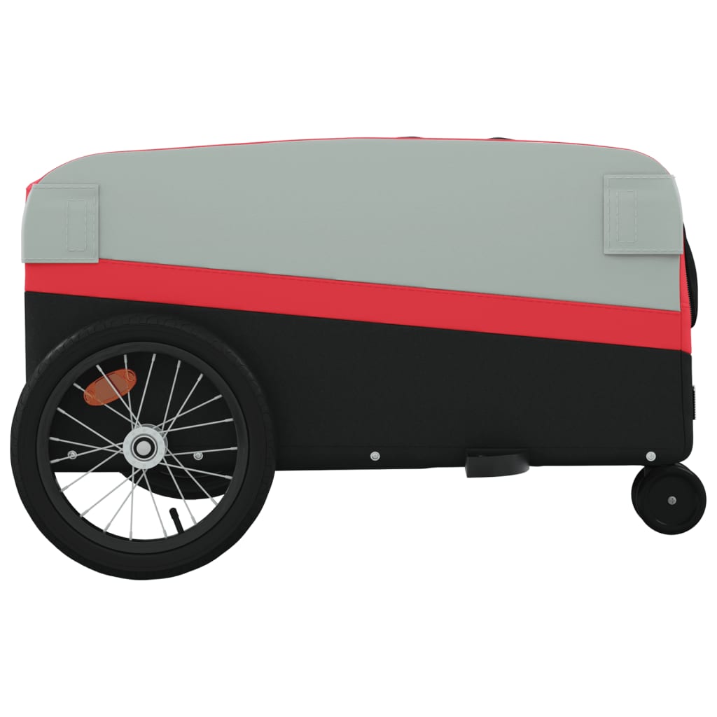 vidaXL Remorque de vélo noir et rouge 45 kg fer