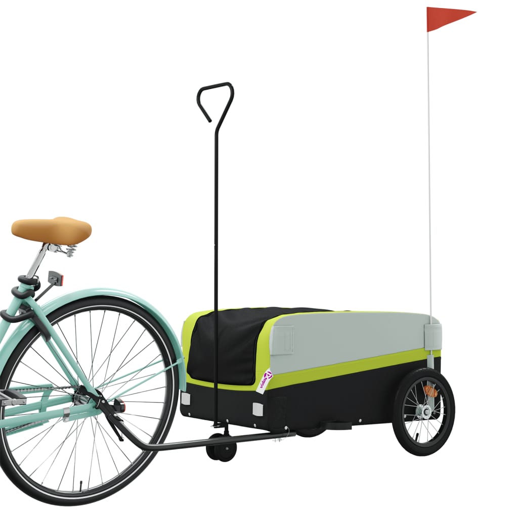 vidaXL Remorque de vélo noir et vert 45 kg fer