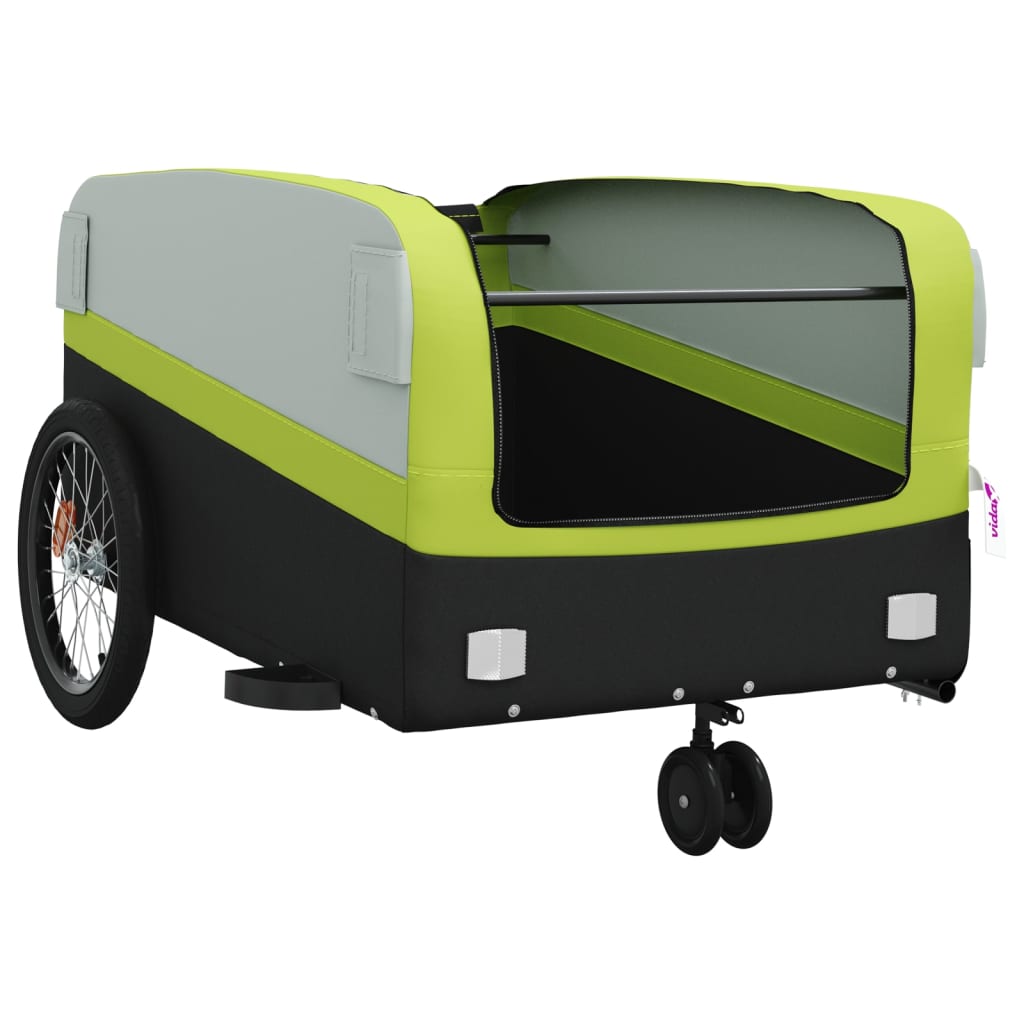 vidaXL Remorque de vélo noir et vert 45 kg fer