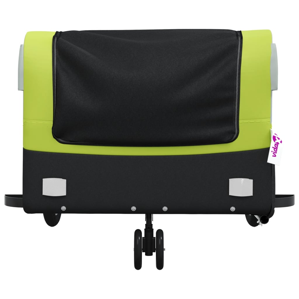 vidaXL Remorque de vélo noir et vert 45 kg fer