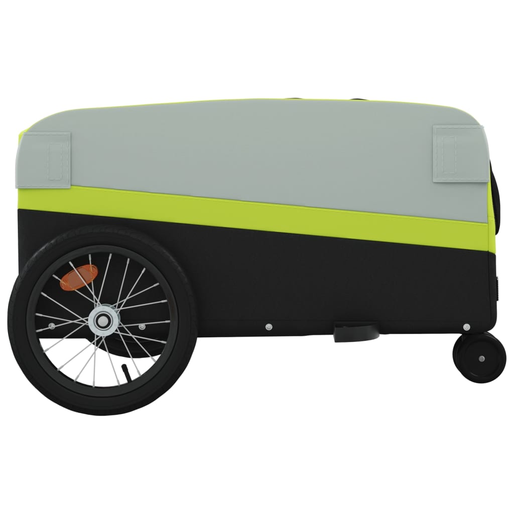 vidaXL Remorque de vélo noir et vert 45 kg fer