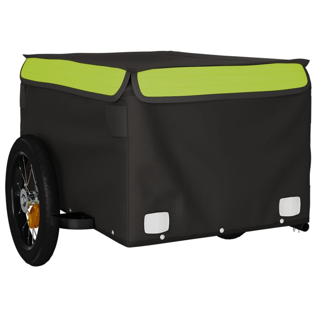 vidaXL Remorque de vélo noir et vert 30 kg fer